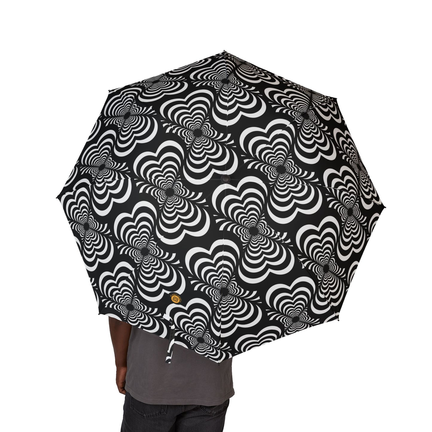 Zebra Love (TM) Black and White Compact Semi-Automatic Travel Umbrella