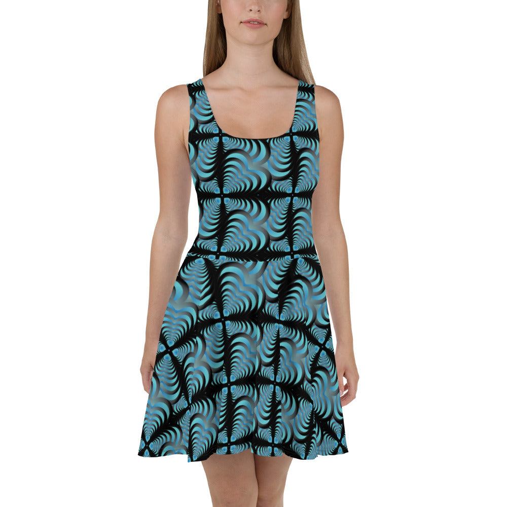 Zebra Love Blue & Black Skater Dress Heart Mandalas Zebra Love Blue & Black Skater Dress Heart Mandalas