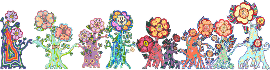 Happy Heartflowers from Lovelle's Garden are celebrating and dancing while Heartmarking, which is the heart hand gesture that Tali Lehavi invented