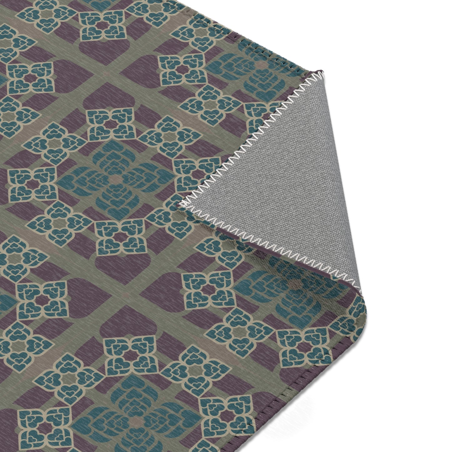 Heart Petals Rug — Teal & Plum Mosaic