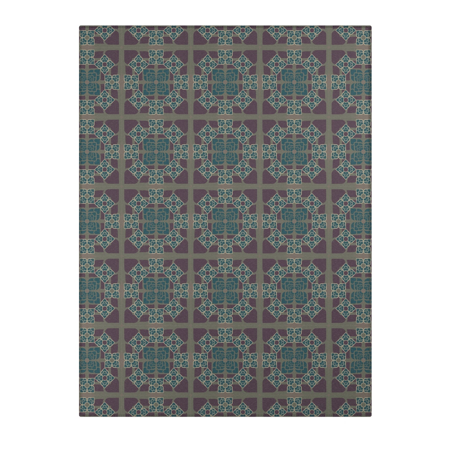 Heart Petals Rug — Teal & Plum Mosaic