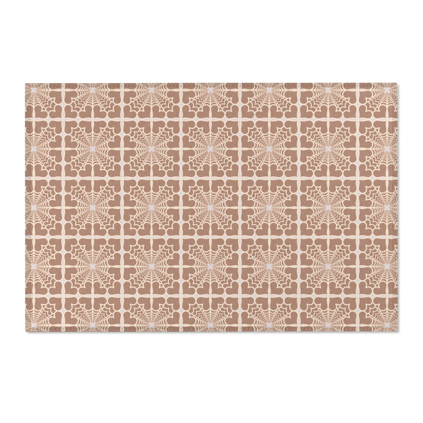 Pyramidal HeartPetals Tile Area Rug – Beige/Neutral Boho Accent Rug