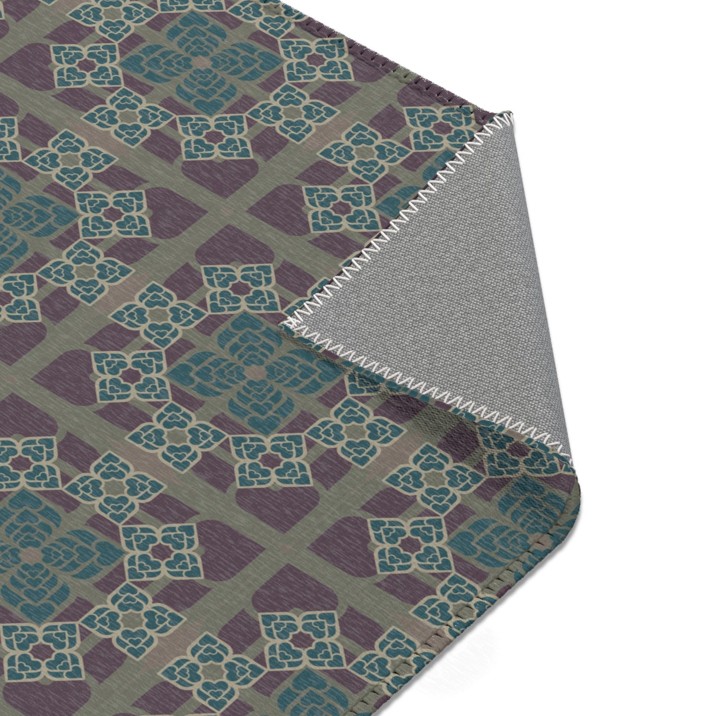 Heart Petals Rug — Teal & Plum Mosaic