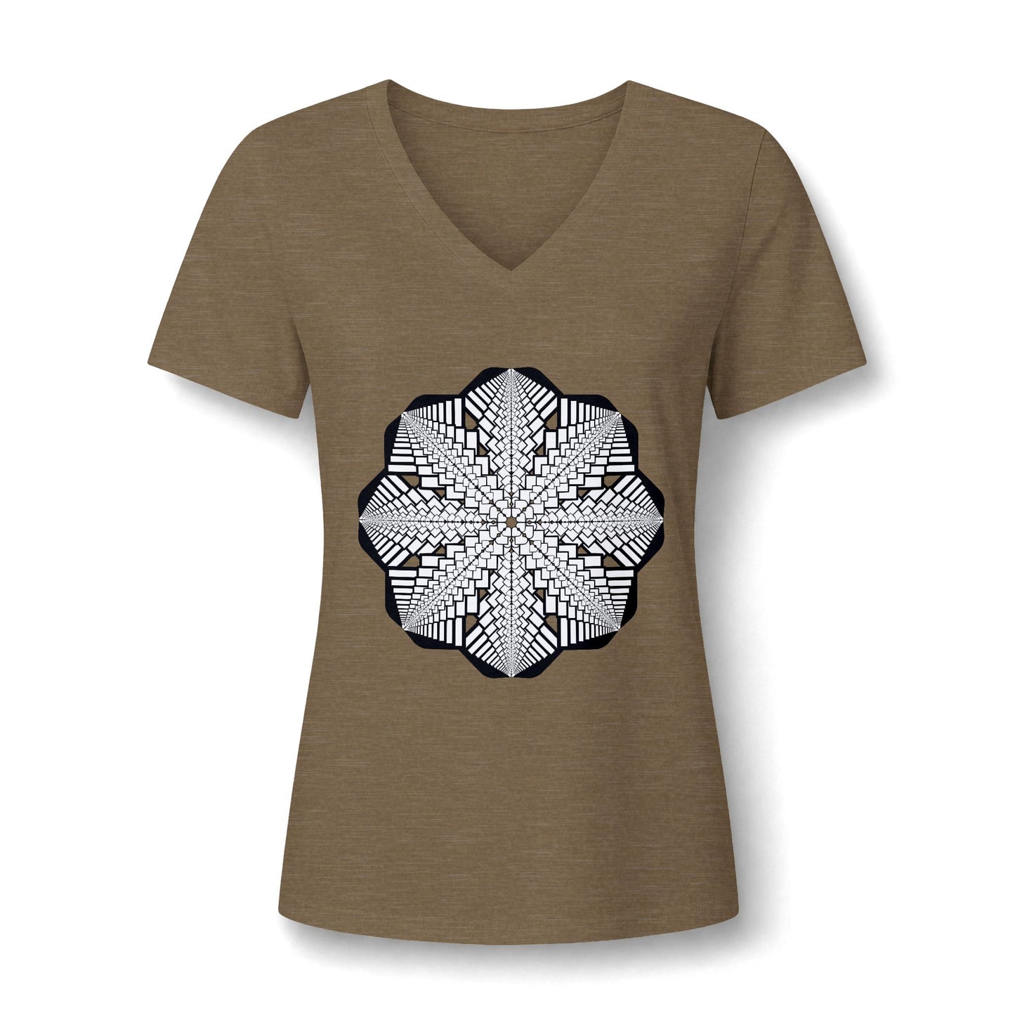 Women's V‑Neck Tee — Skeletal Lips Mandala