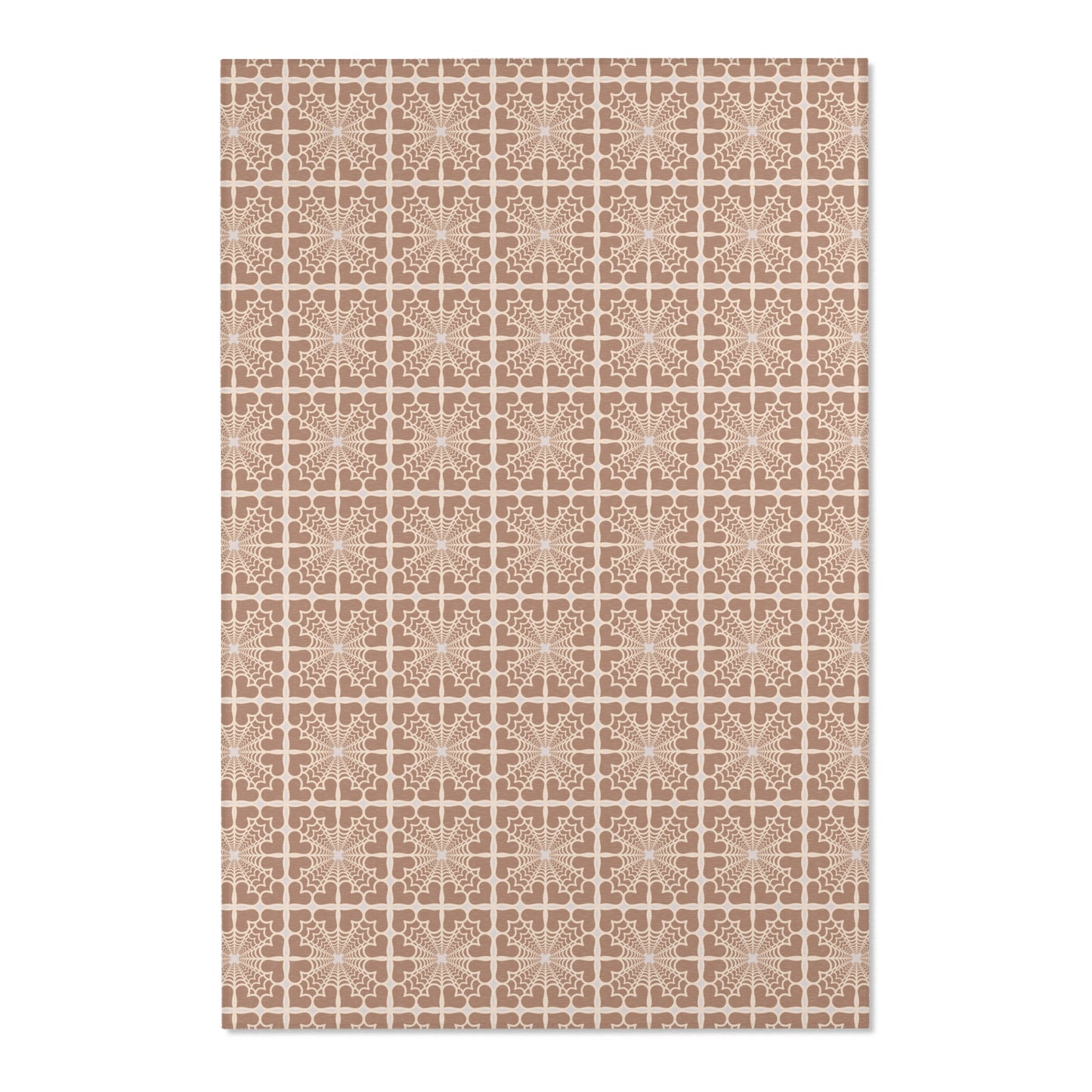 Pyramidal HeartPetals Tile Area Rug – Beige/Neutral Boho Accent Rug