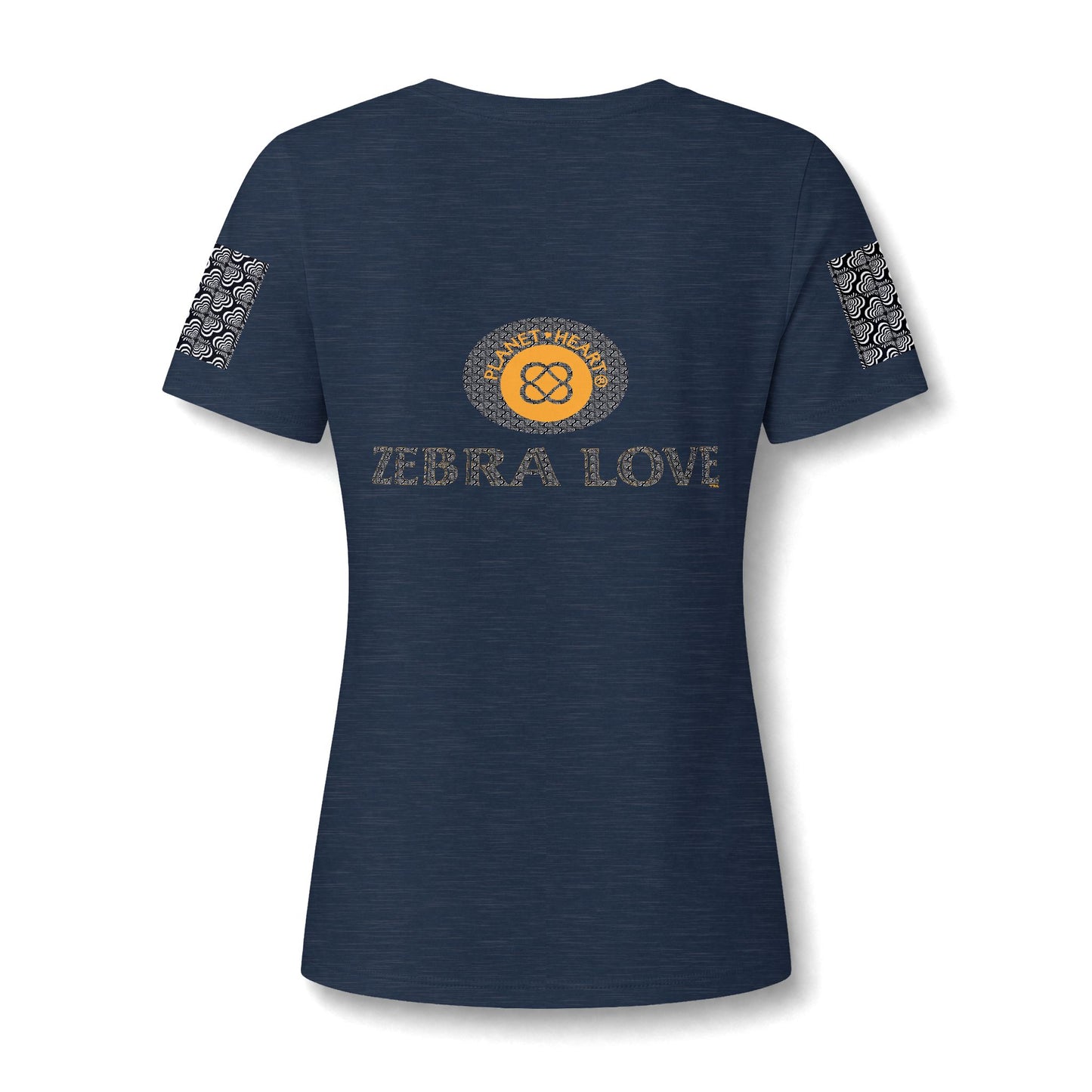 Womens V-Neck Tee — Zebra Love (TM) inside a heart!