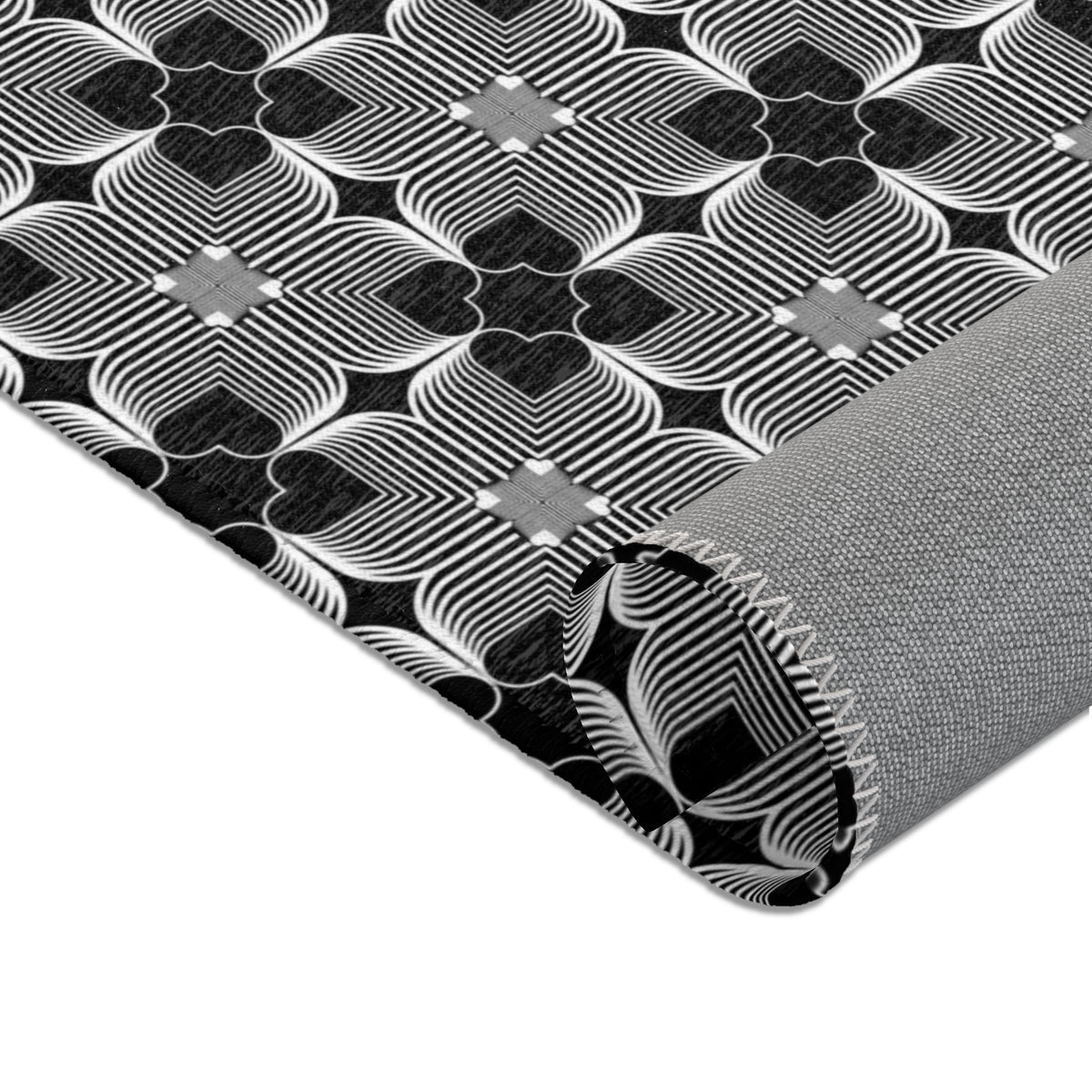 Michelin Hearts Area Rug — Black & White Tile Pattern