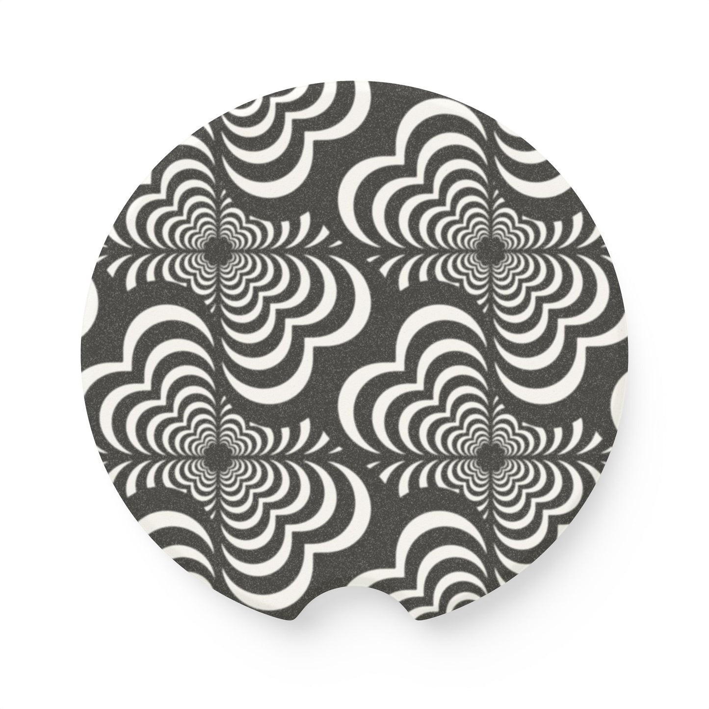 Zebra Love (TM) Soapstone Car Coaster — Black & White