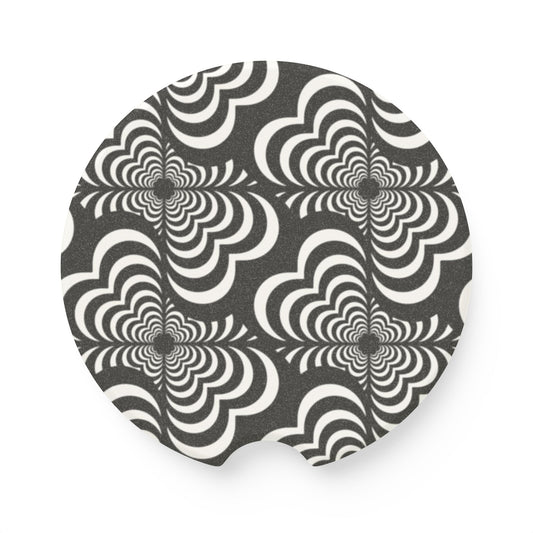 Zebra Love (TM) Soapstone Car Coaster — Black & White