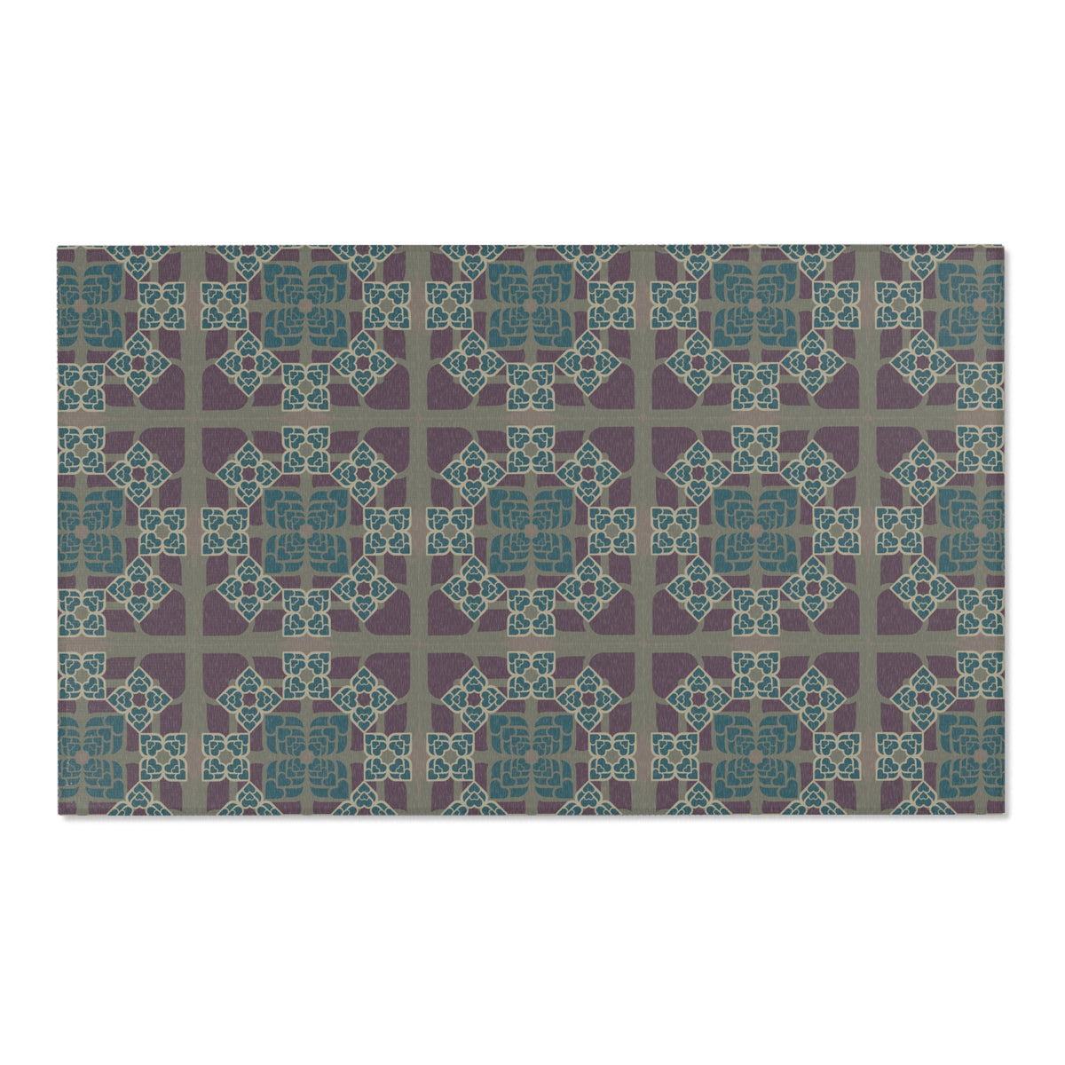 Heart Petals Rug — Teal & Plum Mosaic