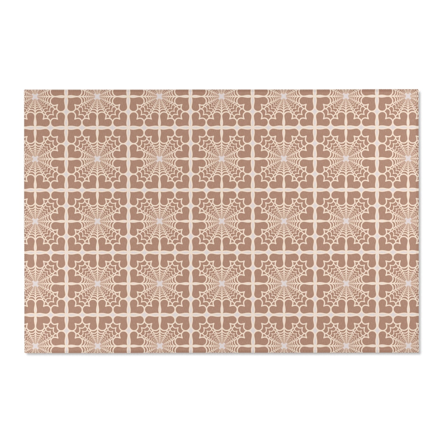 Pyramidal HeartPetals Tile Area Rug – Beige/Neutral Boho Accent Rug