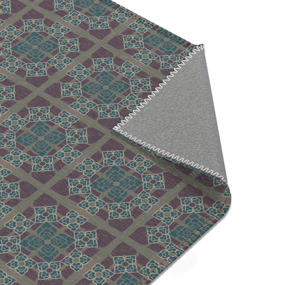 Heart Petals Rug — Teal & Plum Mosaic