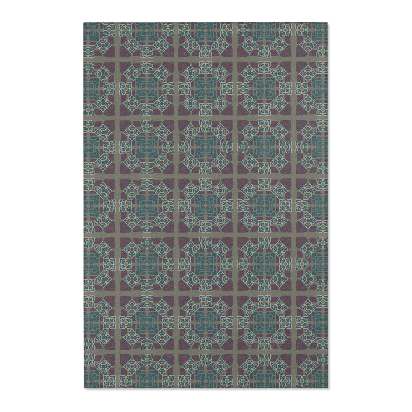 Heart Petals Rug — Teal & Plum Mosaic