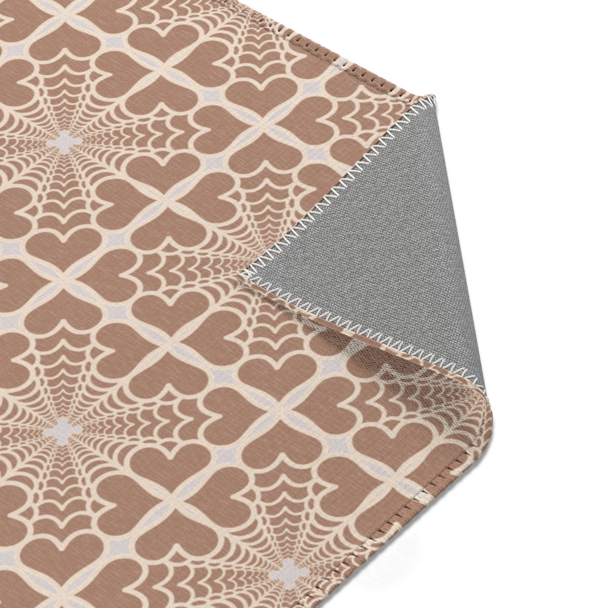 Pyramidal HeartPetals Tile Area Rug – Beige/Neutral Boho Accent Rug