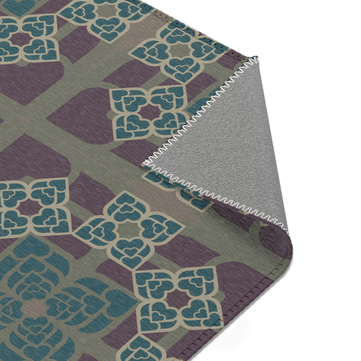 Heart Petals Rug — Teal & Plum Mosaic