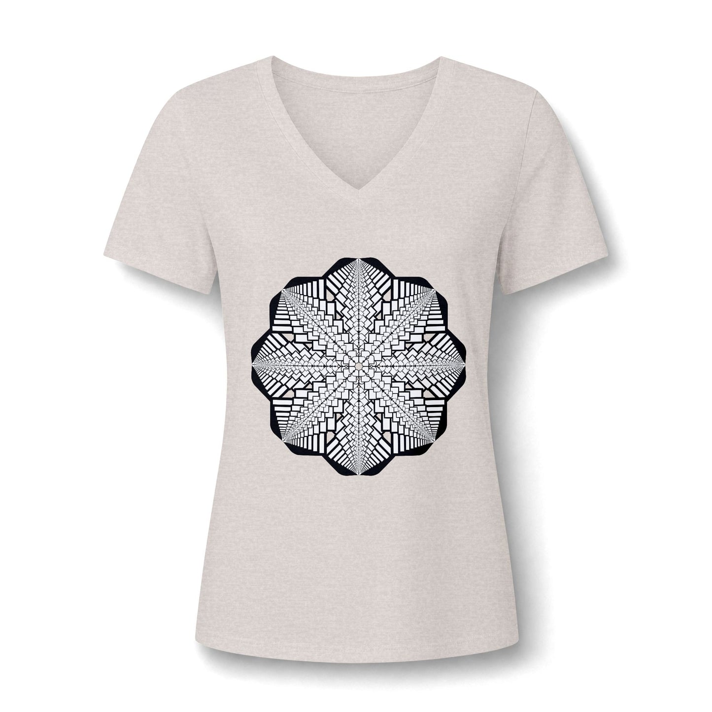Women's V‑Neck Tee — Skeletal Lips Mandala