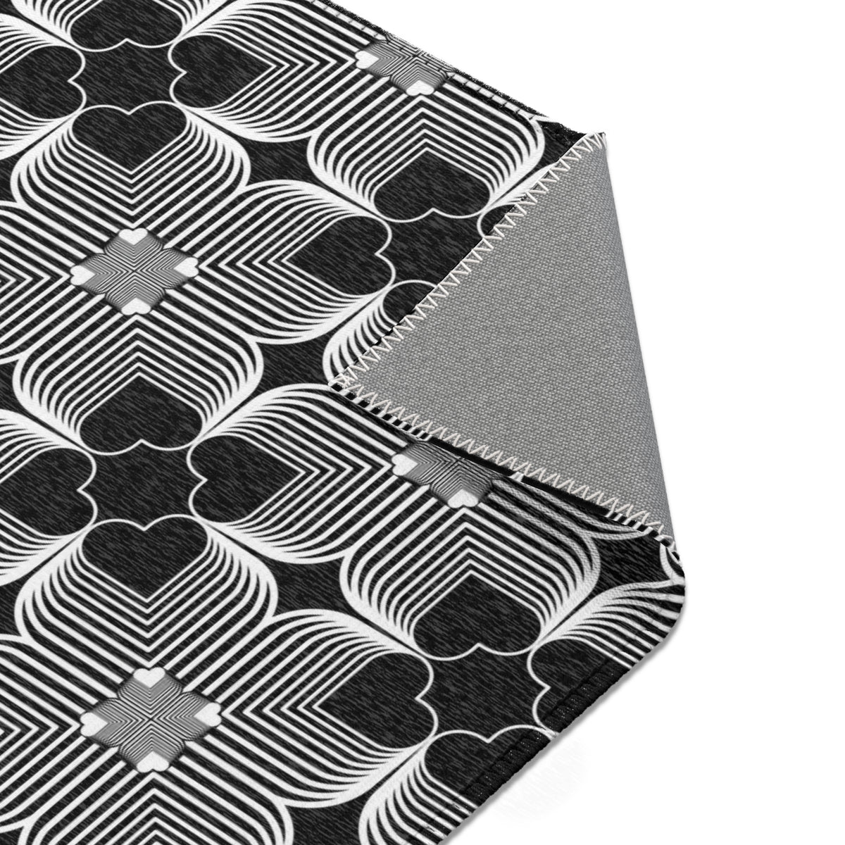 Michelin Hearts Area Rug — Black & White Tile Pattern
