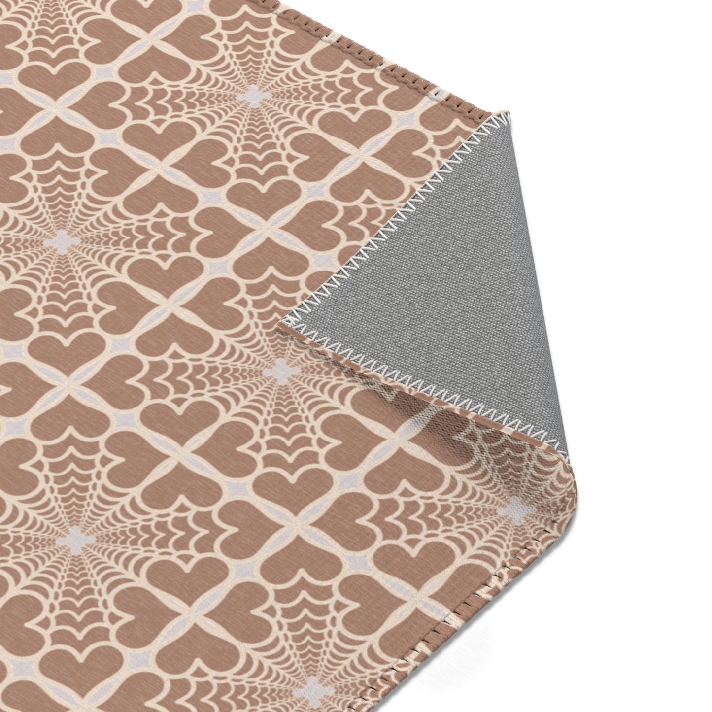 Pyramidal HeartPetals Tile Area Rug – Beige/Neutral Boho Accent Rug