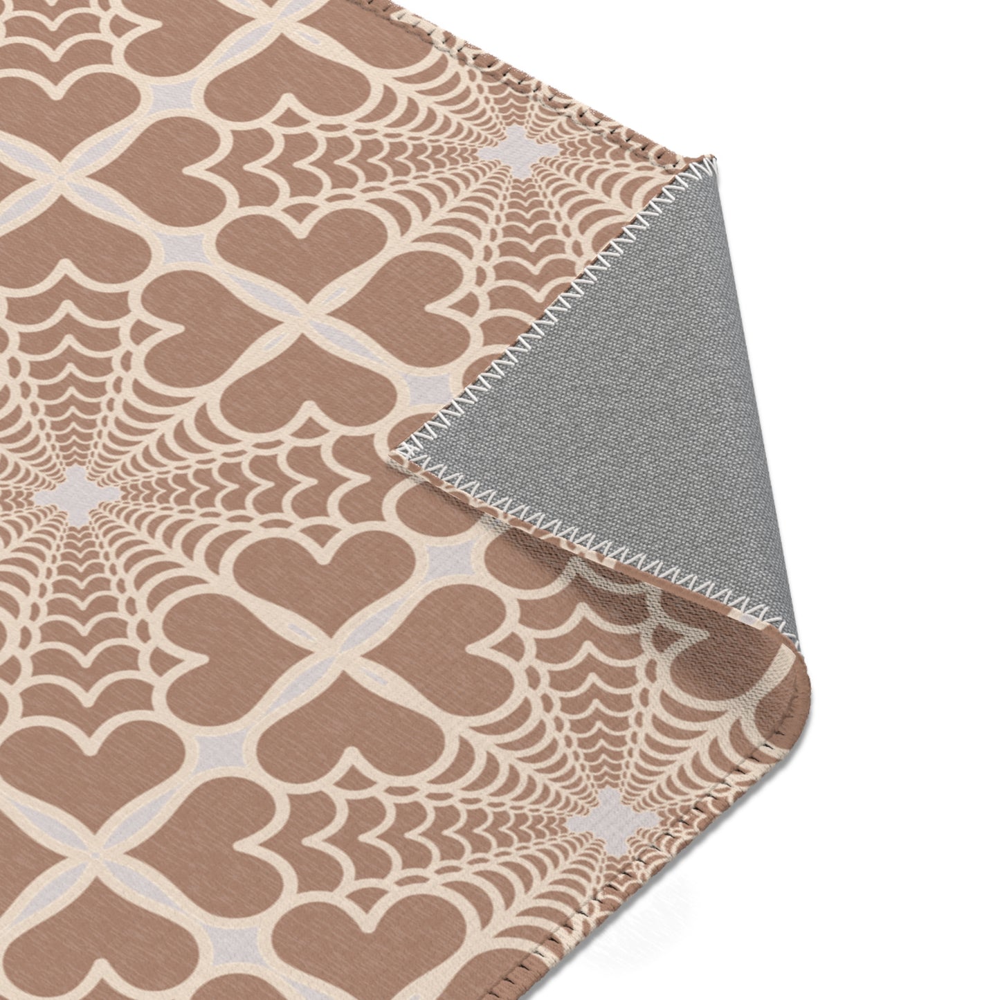 Pyramidal HeartPetals Tile Area Rug – Beige/Neutral Boho Accent Rug