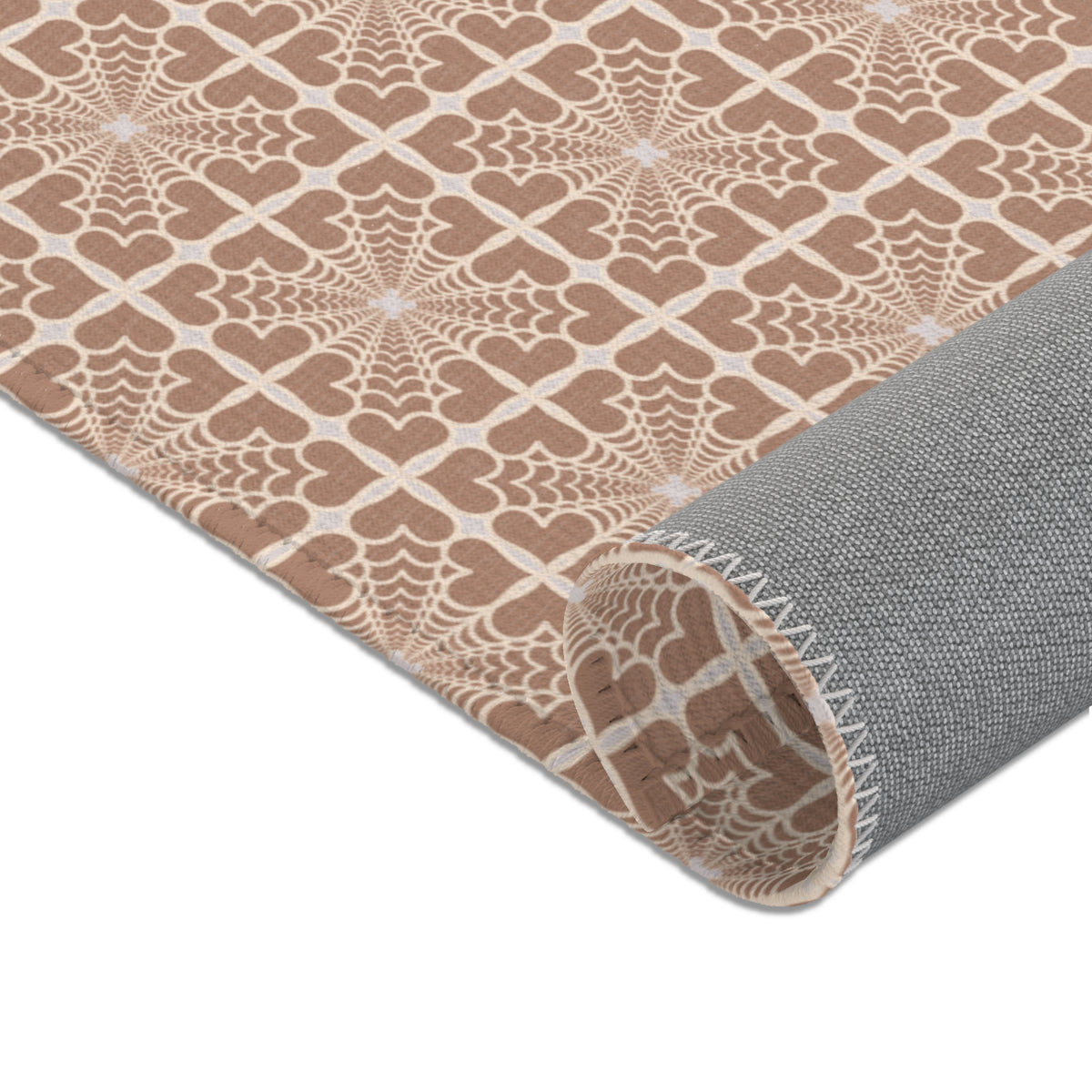 Pyramidal HeartPetals Tile Area Rug – Beige/Neutral Boho Accent Rug