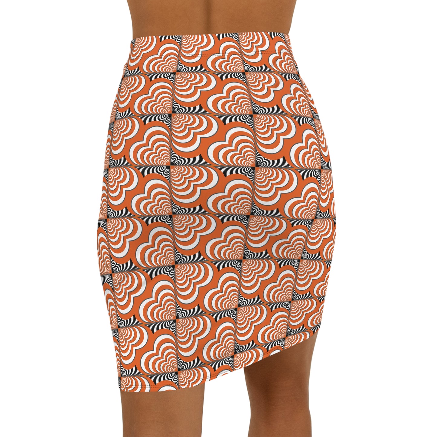 Halloween/Fall Zebra Love™ Pencil Skirt — Mid‑Waist- Orange Black & White