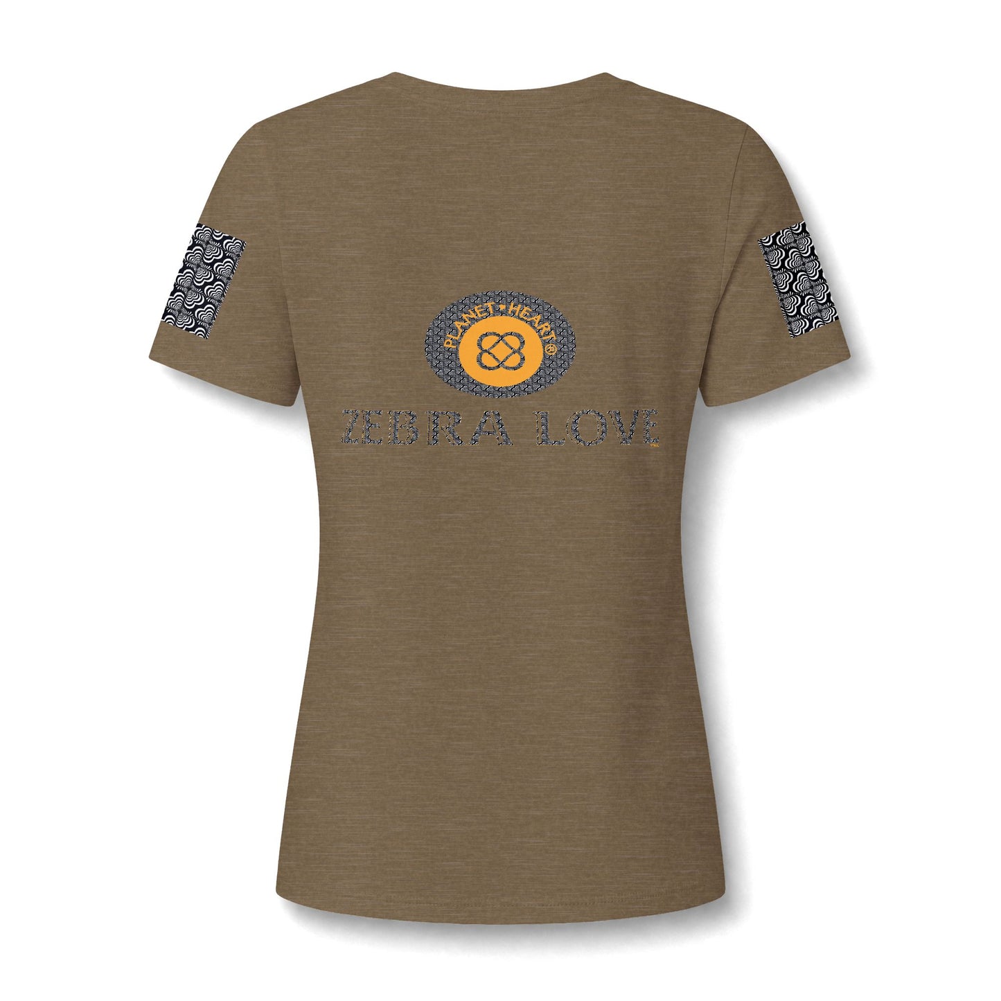Womens V-Neck Tee — Zebra Love (TM) inside a heart!