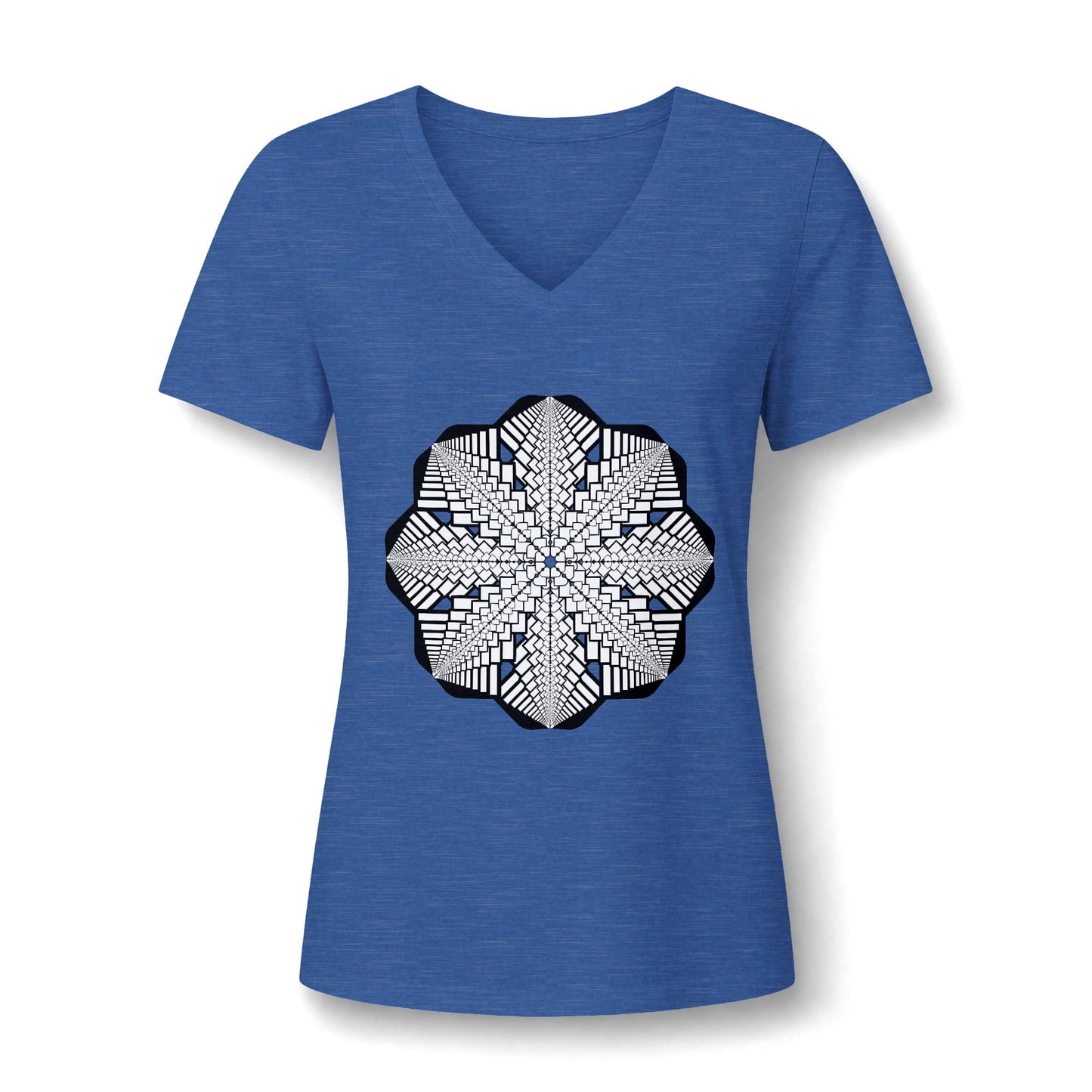 Women's V‑Neck Tee — Skeletal Lips Mandala
