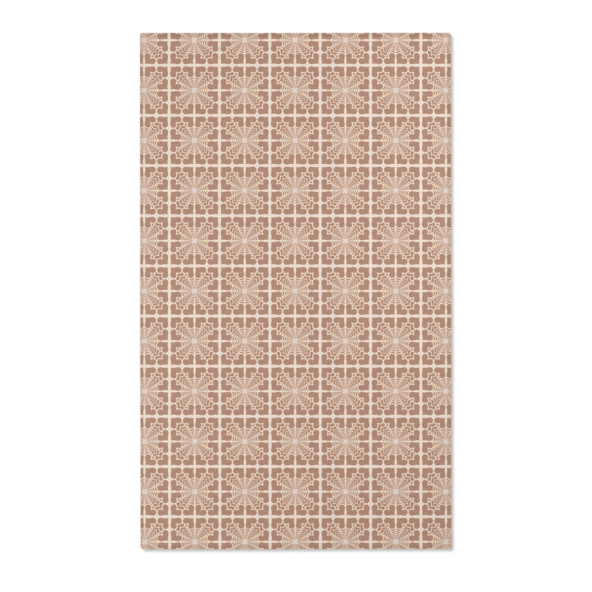 Pyramidal HeartPetals Tile Area Rug – Beige/Neutral Boho Accent Rug