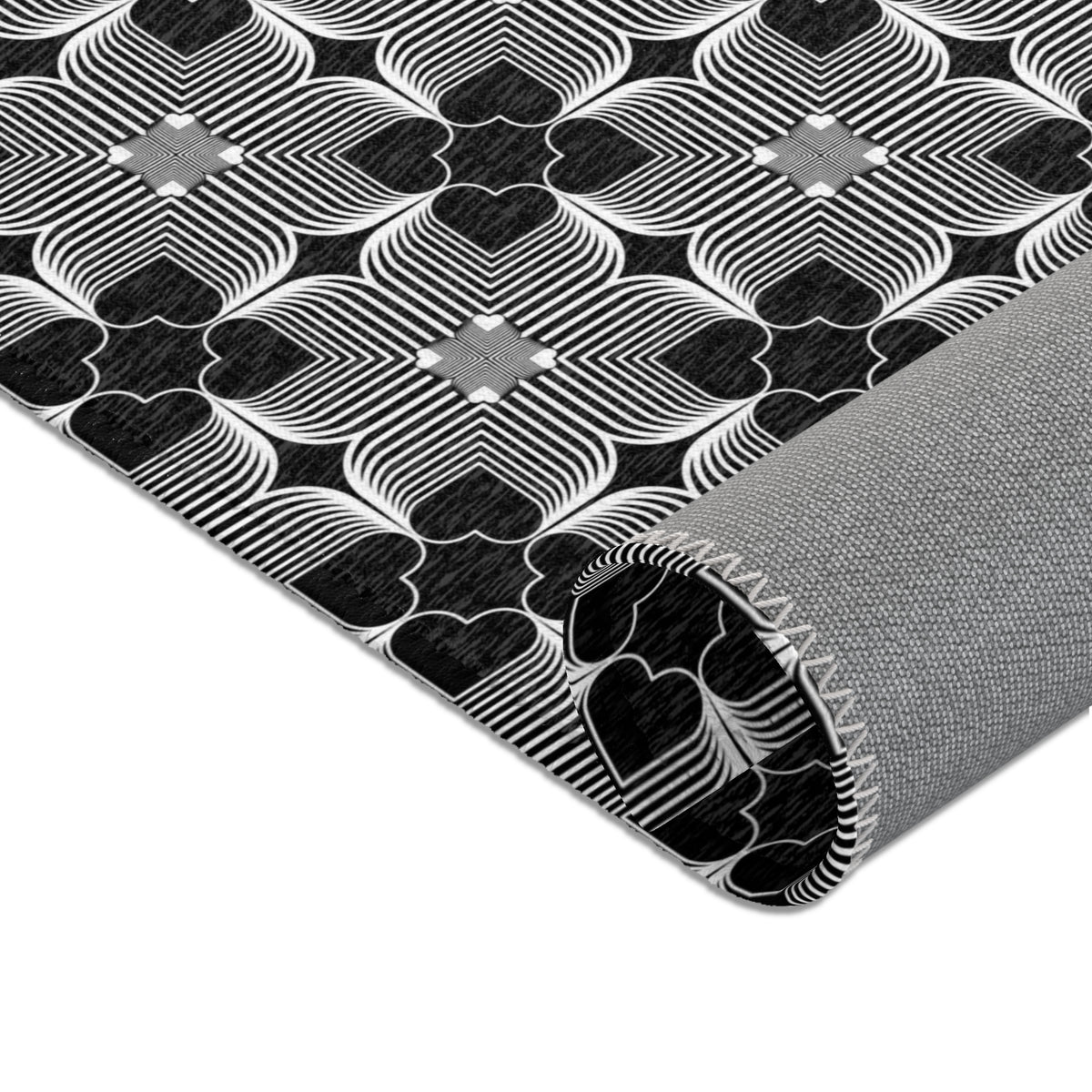 Michelin Hearts Area Rug — Black & White Tile Pattern
