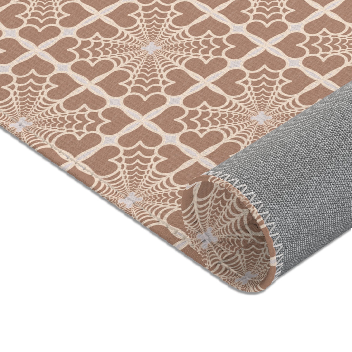 Pyramidal HeartPetals Tile Area Rug – Beige/Neutral Boho Accent Rug