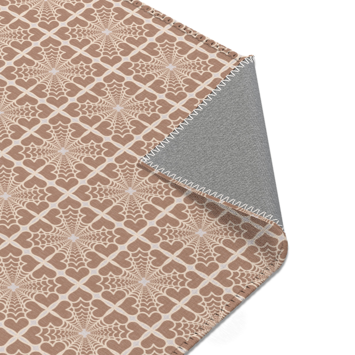 Pyramidal HeartPetals Tile Area Rug – Beige/Neutral Boho Accent Rug