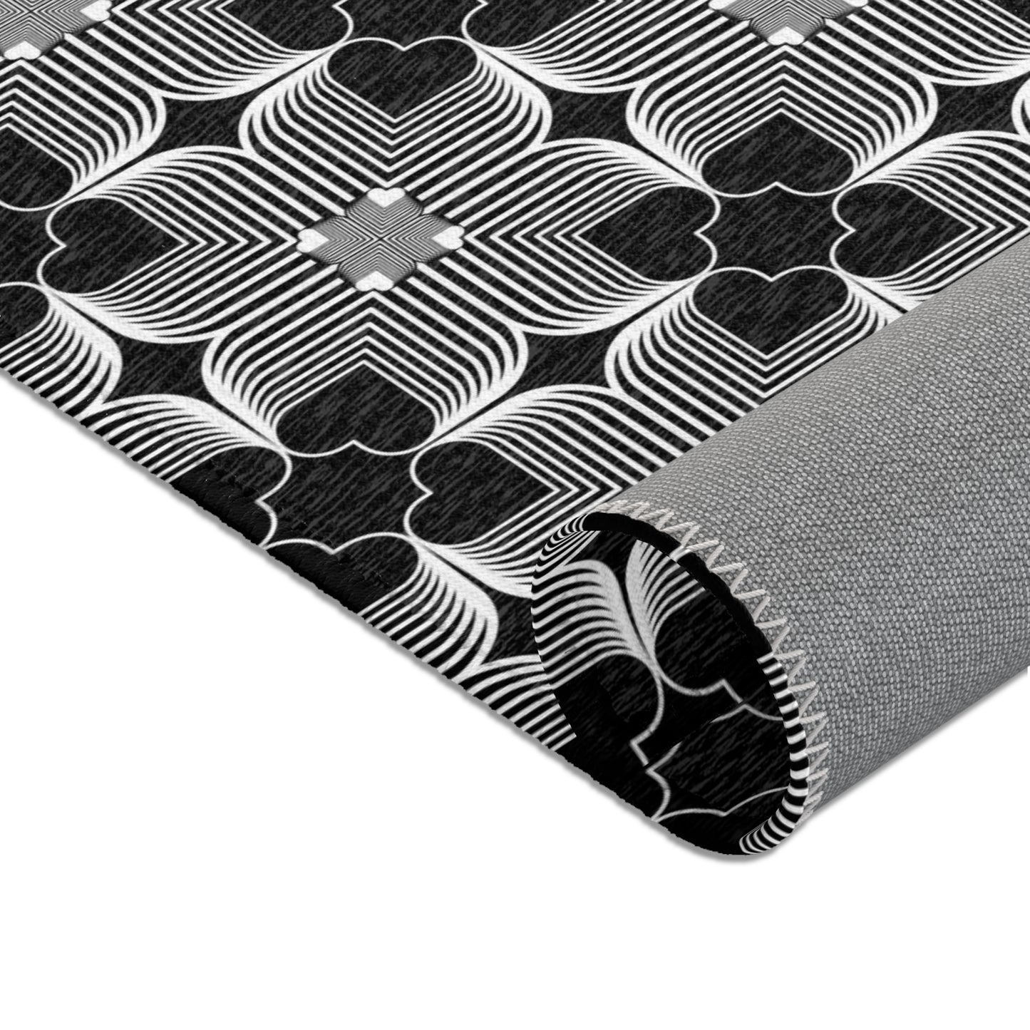 Michelin Hearts Area Rug — Black & White Tile Pattern