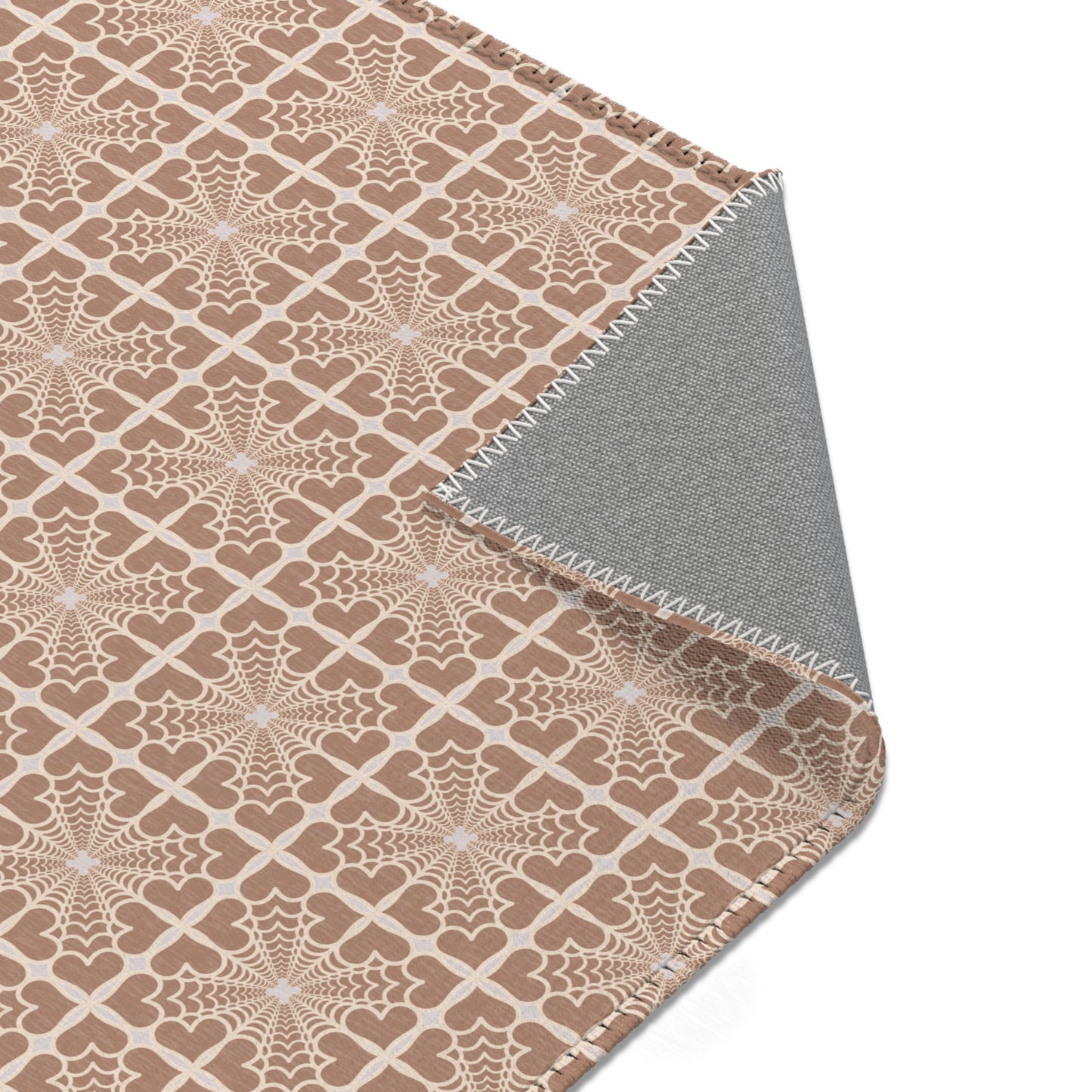 Pyramidal HeartPetals Tile Area Rug – Beige/Neutral Boho Accent Rug
