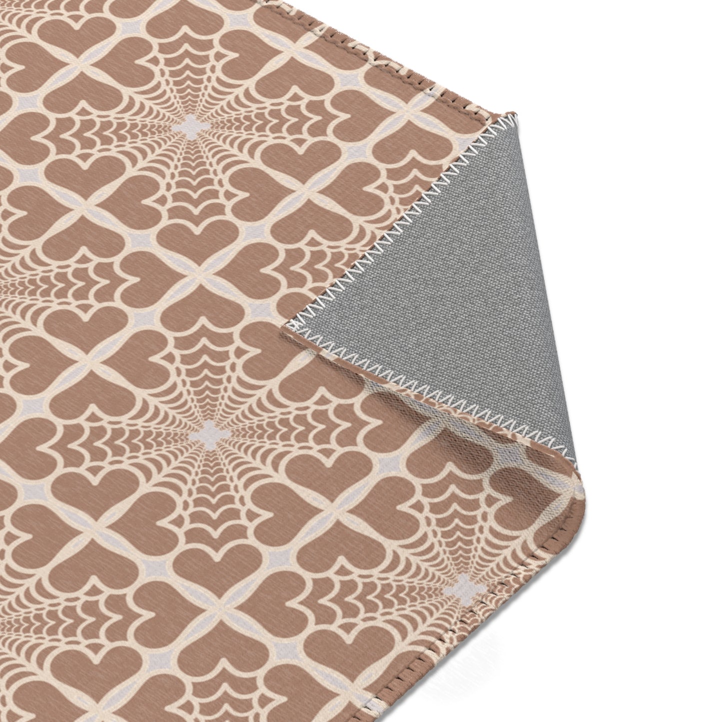 Pyramidal HeartPetals Tile Area Rug – Beige/Neutral Boho Accent Rug