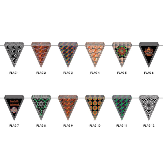 Halloween Triangle Party Flags — Spooky Bunting Garland (12-Flag Set) Party Decor