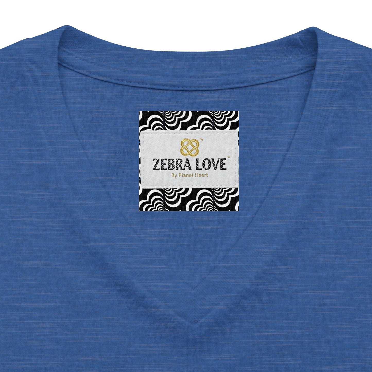 Womens V-Neck Tee — Zebra Love (TM) inside a heart!