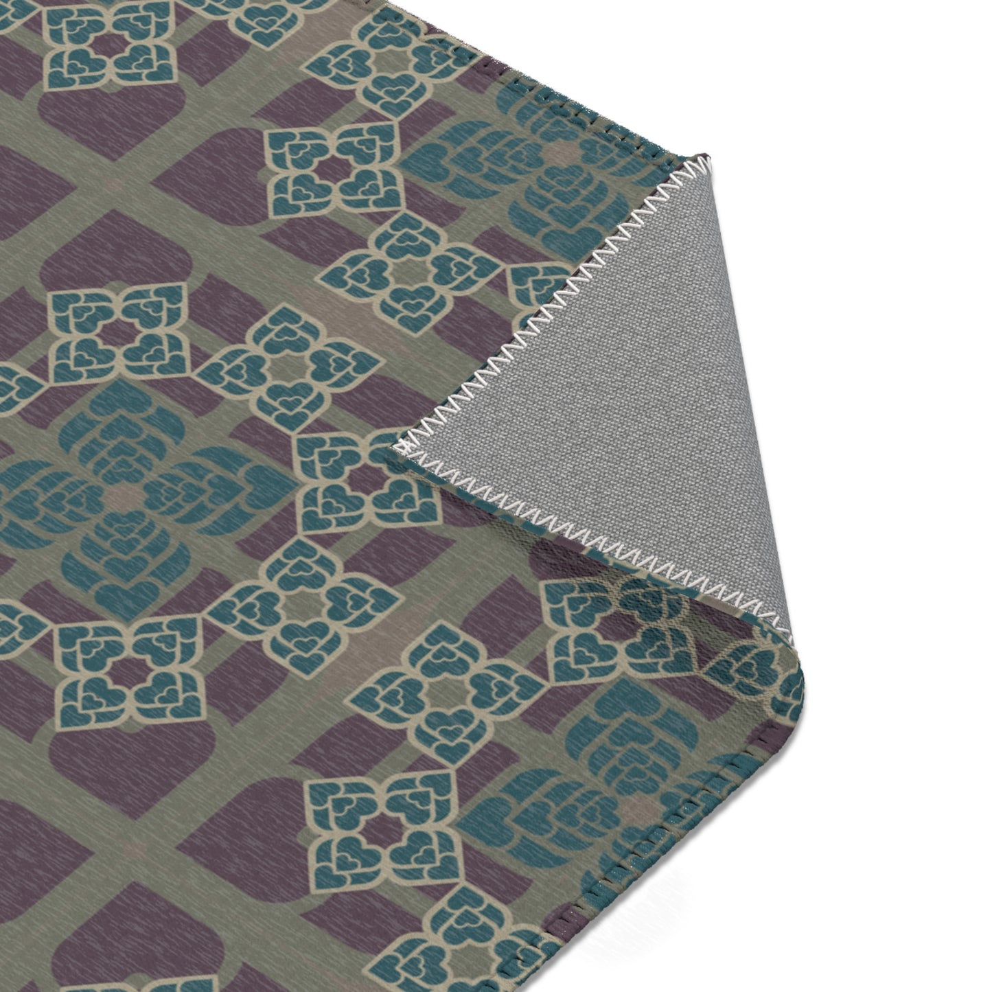 Heart Petals Rug — Teal & Plum Mosaic