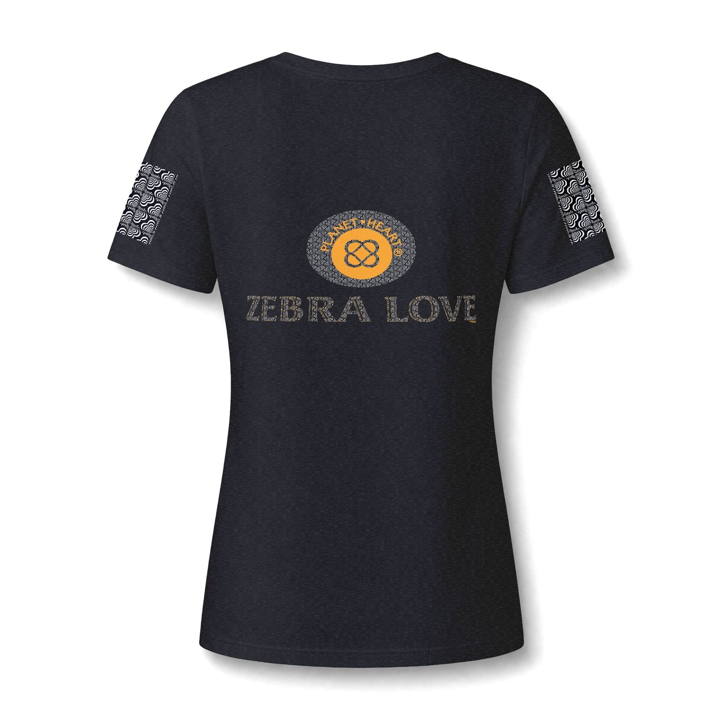 Womens V-Neck Tee — Zebra Love (TM) inside a heart!