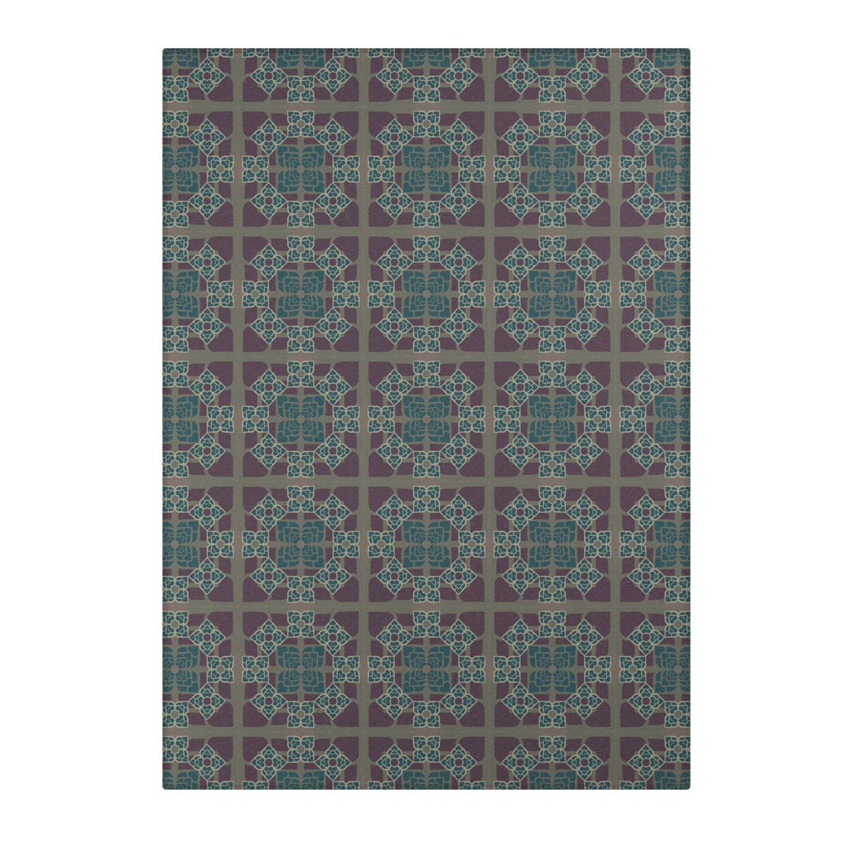 Heart Petals Rug — Teal & Plum Mosaic
