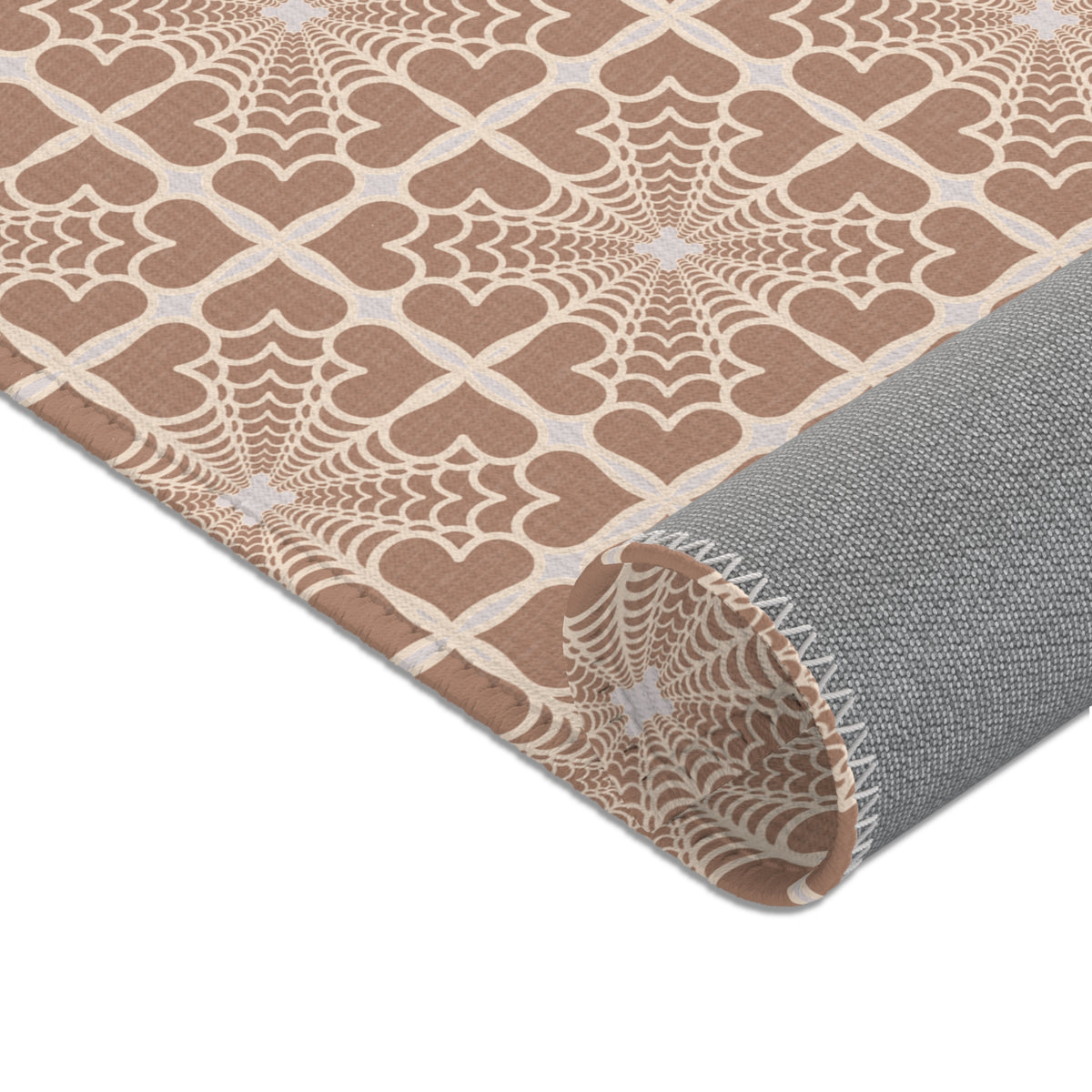 Pyramidal HeartPetals Tile Area Rug – Beige/Neutral Boho Accent Rug