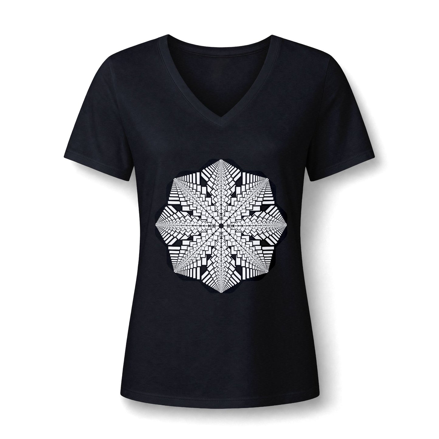 Women's V‑Neck Tee — Skeletal Lips Mandala