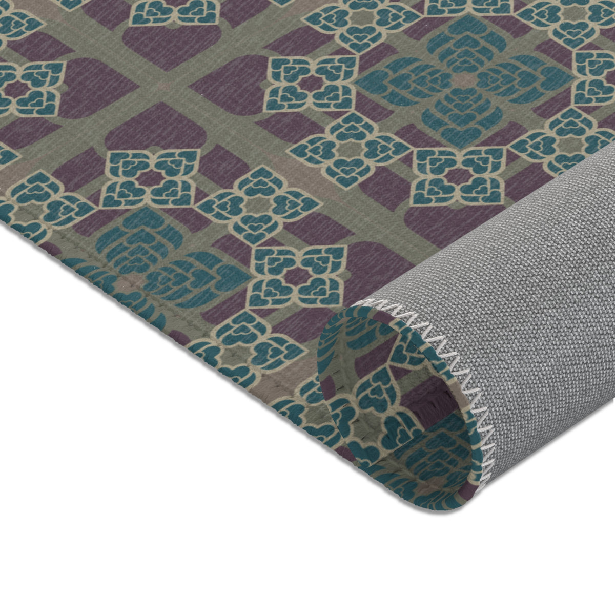 Heart Petals Rug — Teal & Plum Mosaic