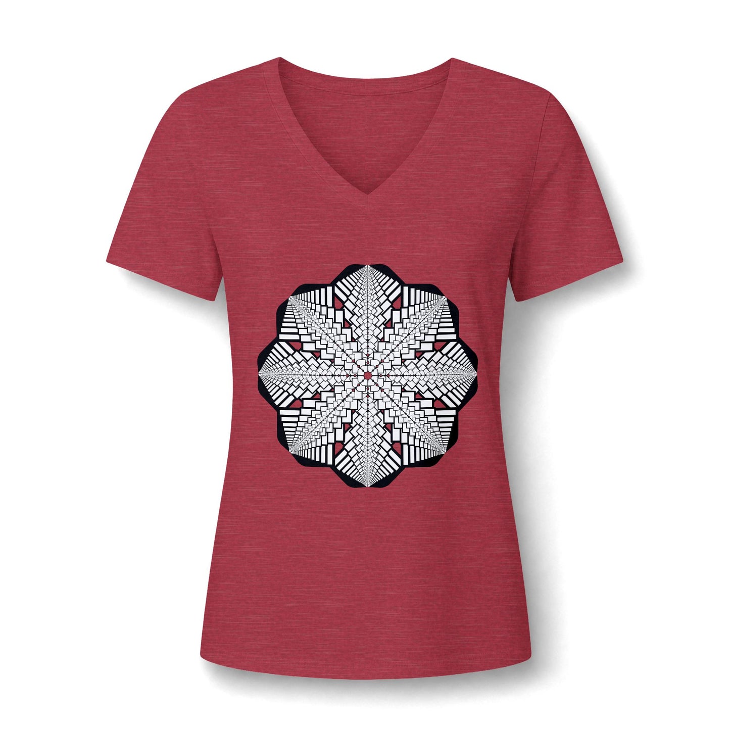 Women's V‑Neck Tee — Skeletal Lips Mandala