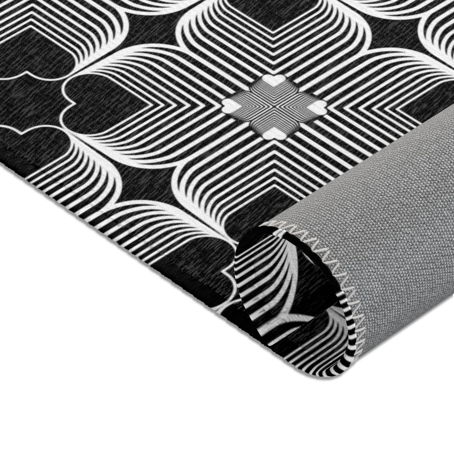 Michelin Hearts Area Rug — Black & White Tile Pattern
