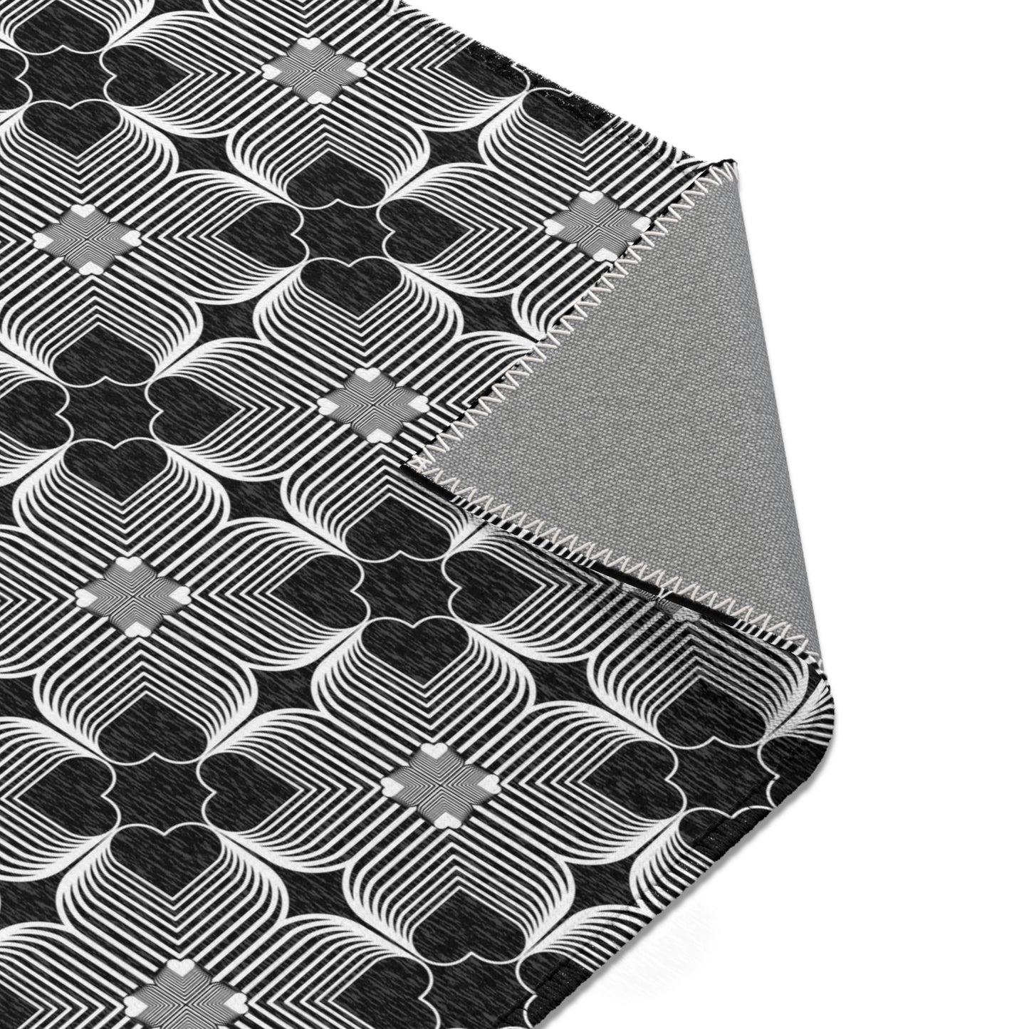 Michelin Hearts Area Rug — Black & White Tile Pattern