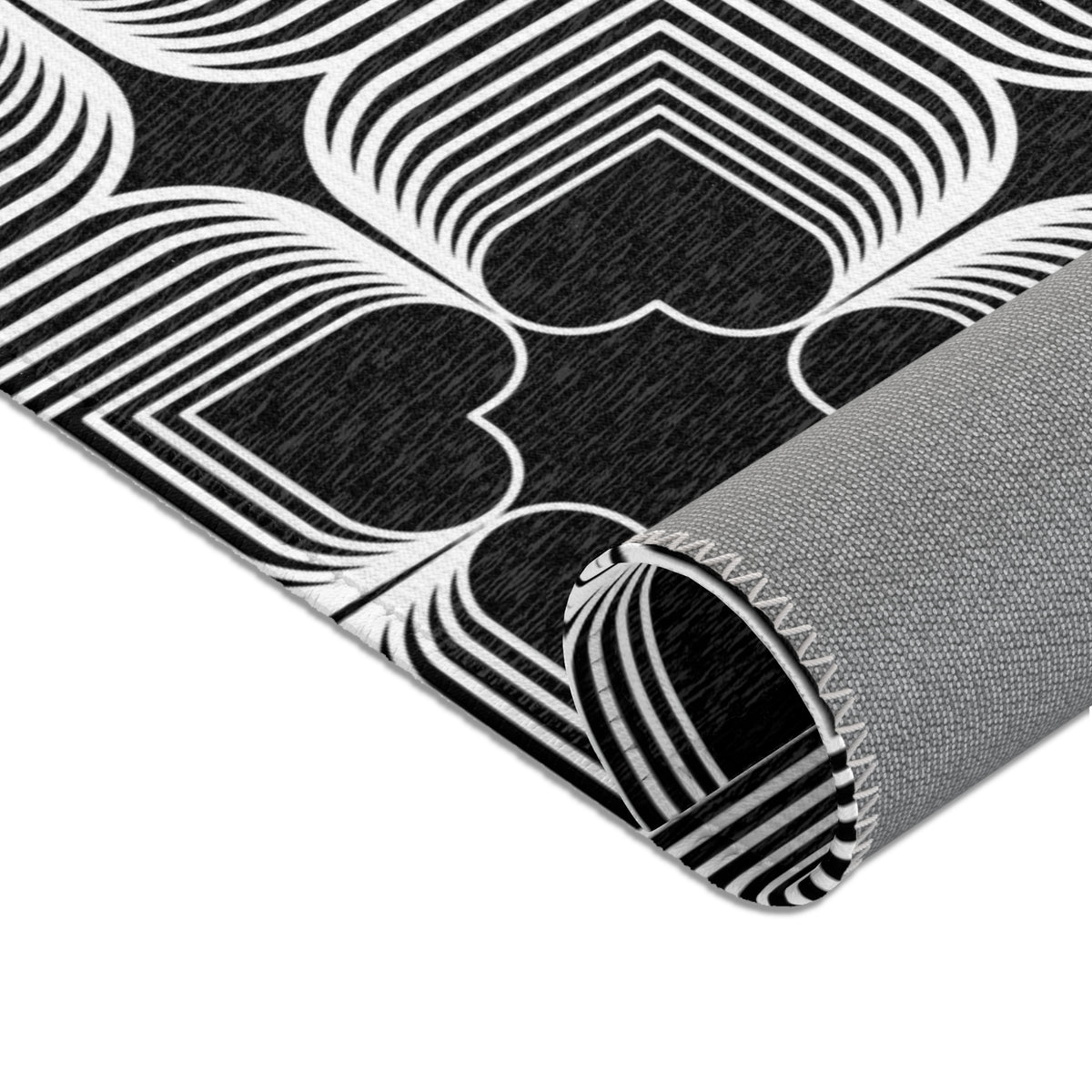 Michelin Hearts Area Rug — Black & White Tile Pattern
