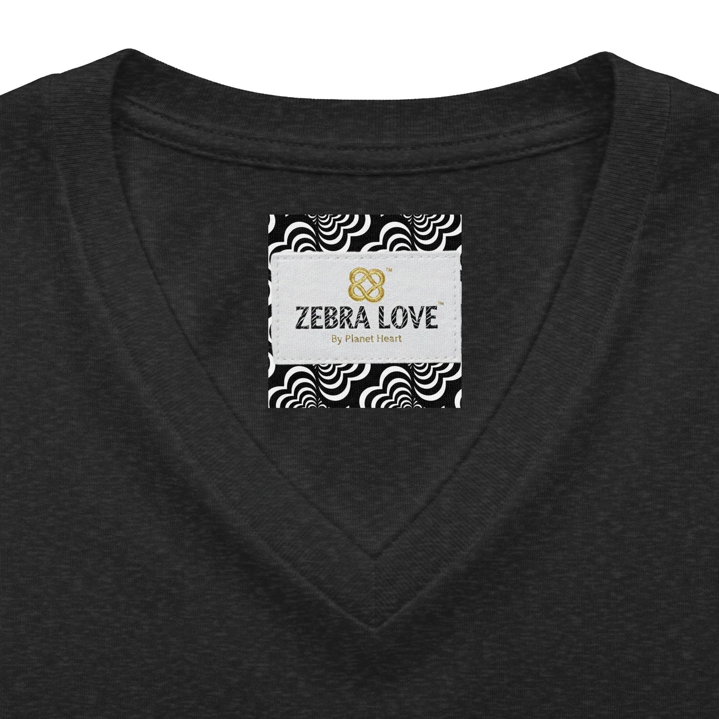 Womens V-Neck Tee — Zebra Love (TM) inside a heart!