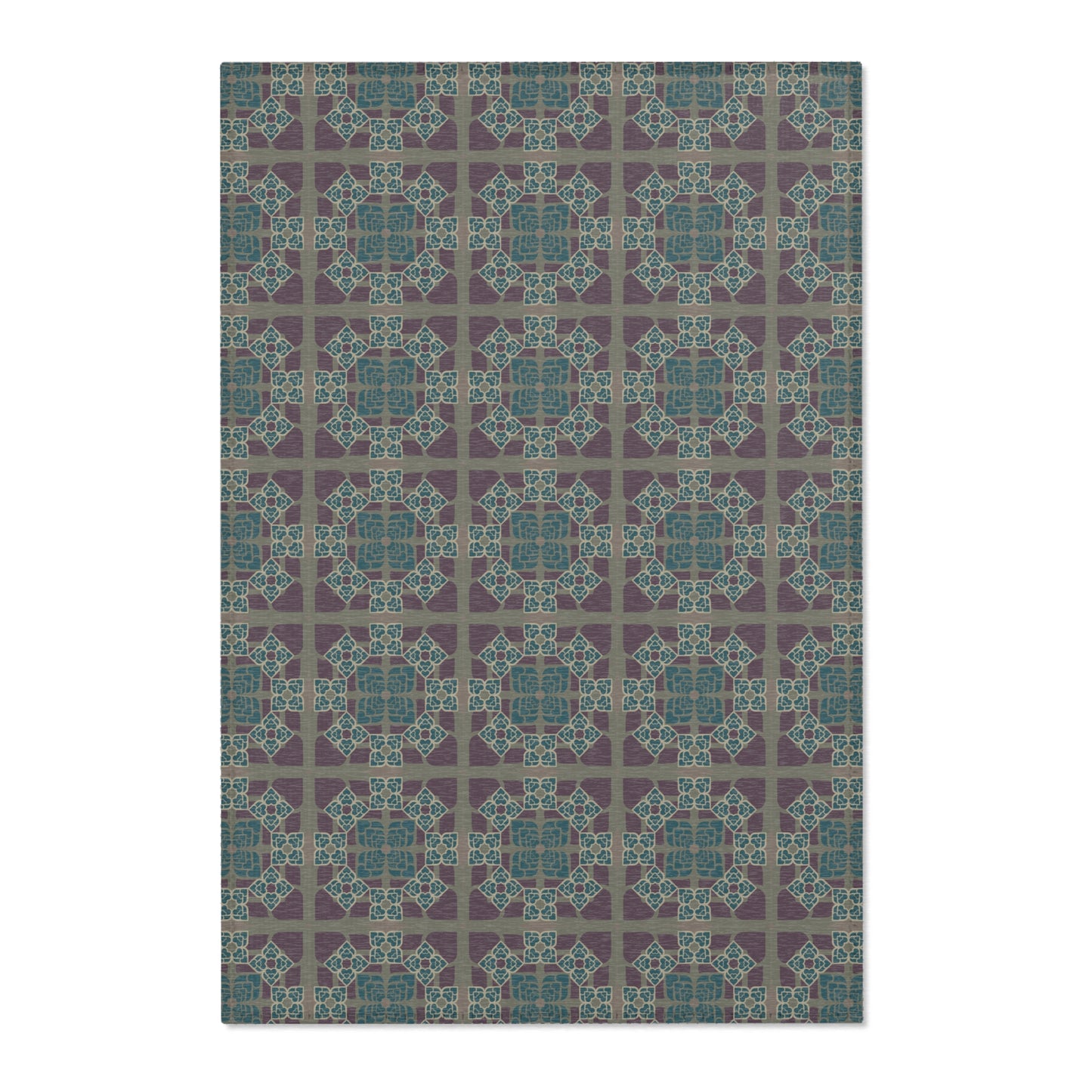 Heart Petals Rug — Teal & Plum Mosaic