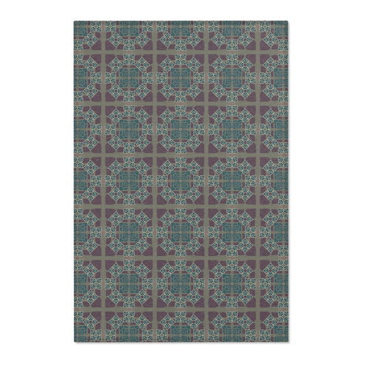 Heart Petals Rug — Teal & Plum Mosaic