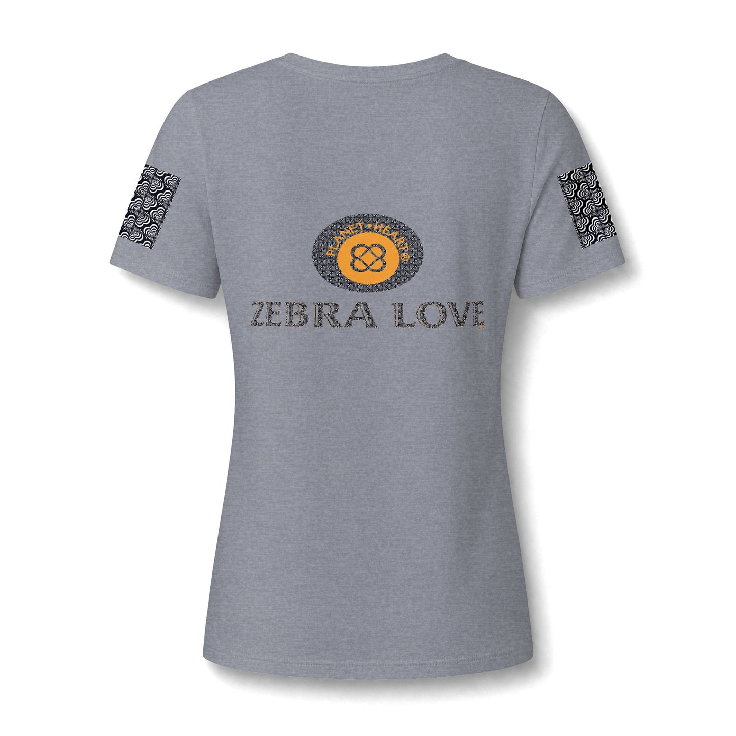 Womens V-Neck Tee — Zebra Love (TM) inside a heart!